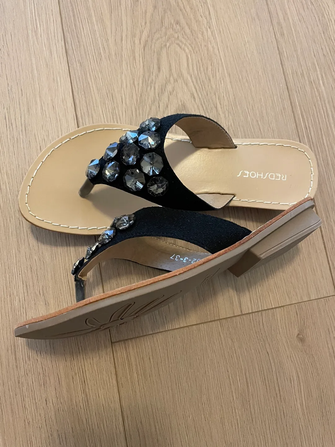 NEW Black Jeweled Sandals - size 6 image indicator(4)