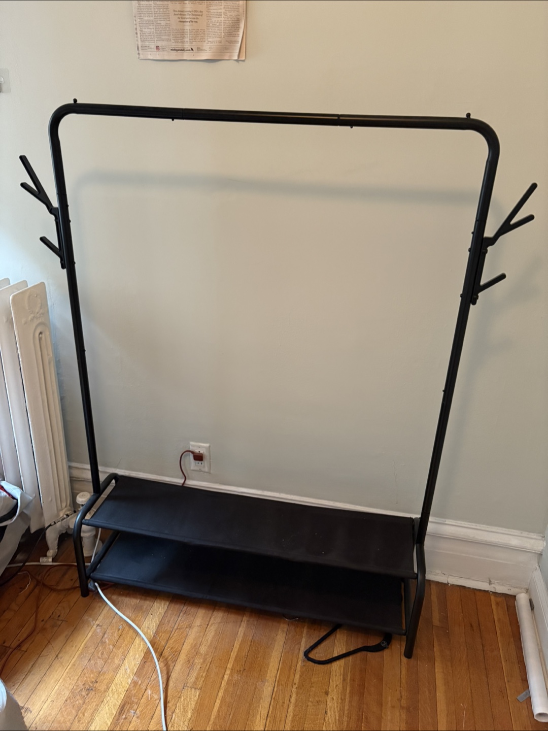 Black Clothing Rack with Shoe Shelf