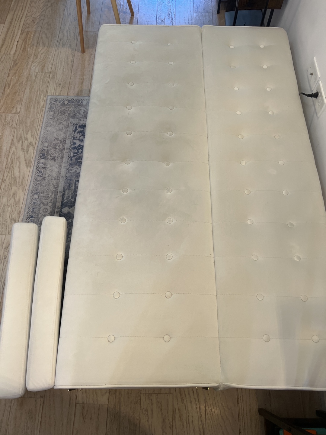 LAST DAY Off-White Tufted Futon Sofa Bed - photo 3