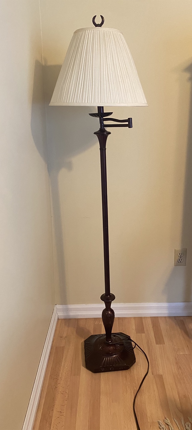 Swing Arm Floor Lamp with Cream Shade - photo 3
