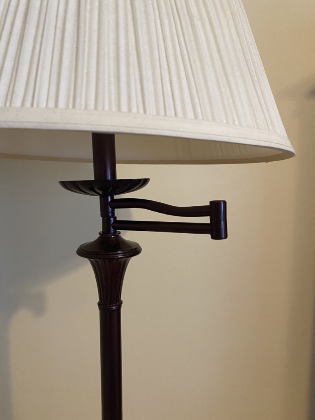 Swing Arm Floor Lamp with Cream Shade