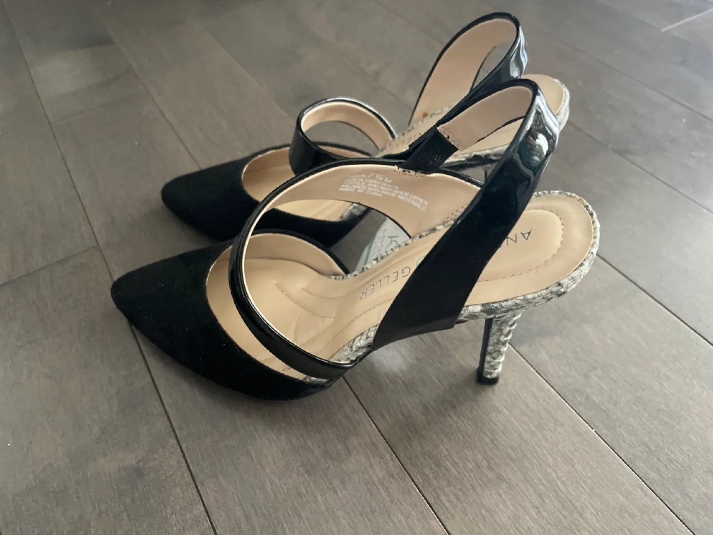 Women's Black Suede Slingback Heels thumbnail