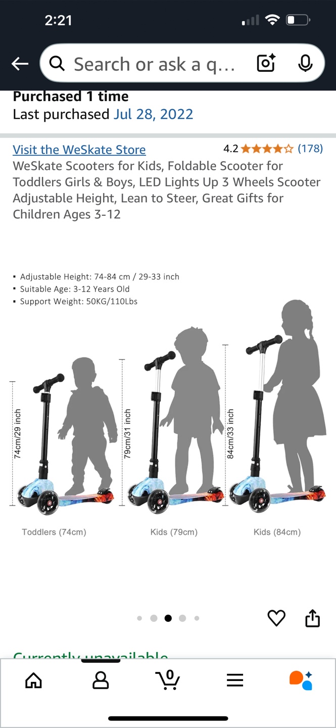 Weskate Kids Scooter, 3 Wheels, LED Lights, Foldable - photo 4
