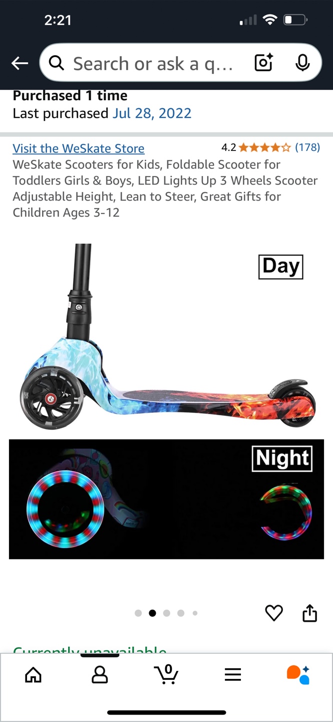 Weskate Kids Scooter, 3 Wheels, LED Lights, Foldable - photo 3