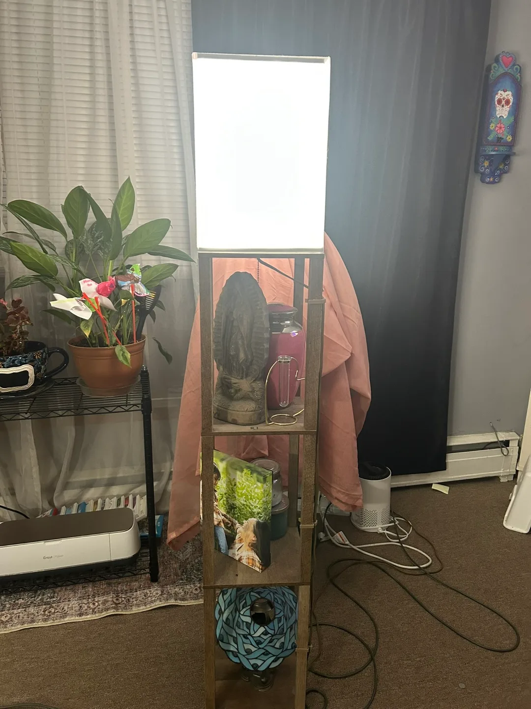 PARTPHONER Floor Lamp with Shelves, Natural Wood image indicator(3)