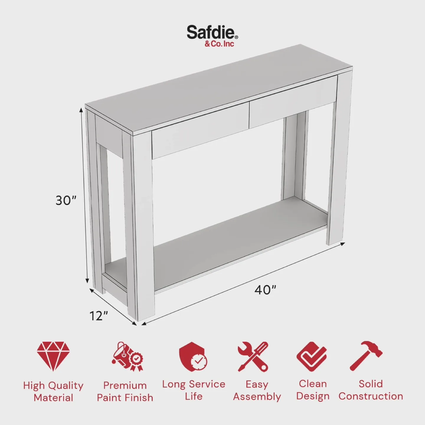 Safdie & Co,Gray Console Table with 2 Drawers image indicator(3)