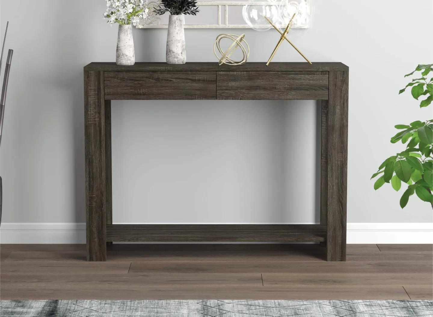 Safdie & Co,Gray Console Table with 2 Drawers image indicator(2)