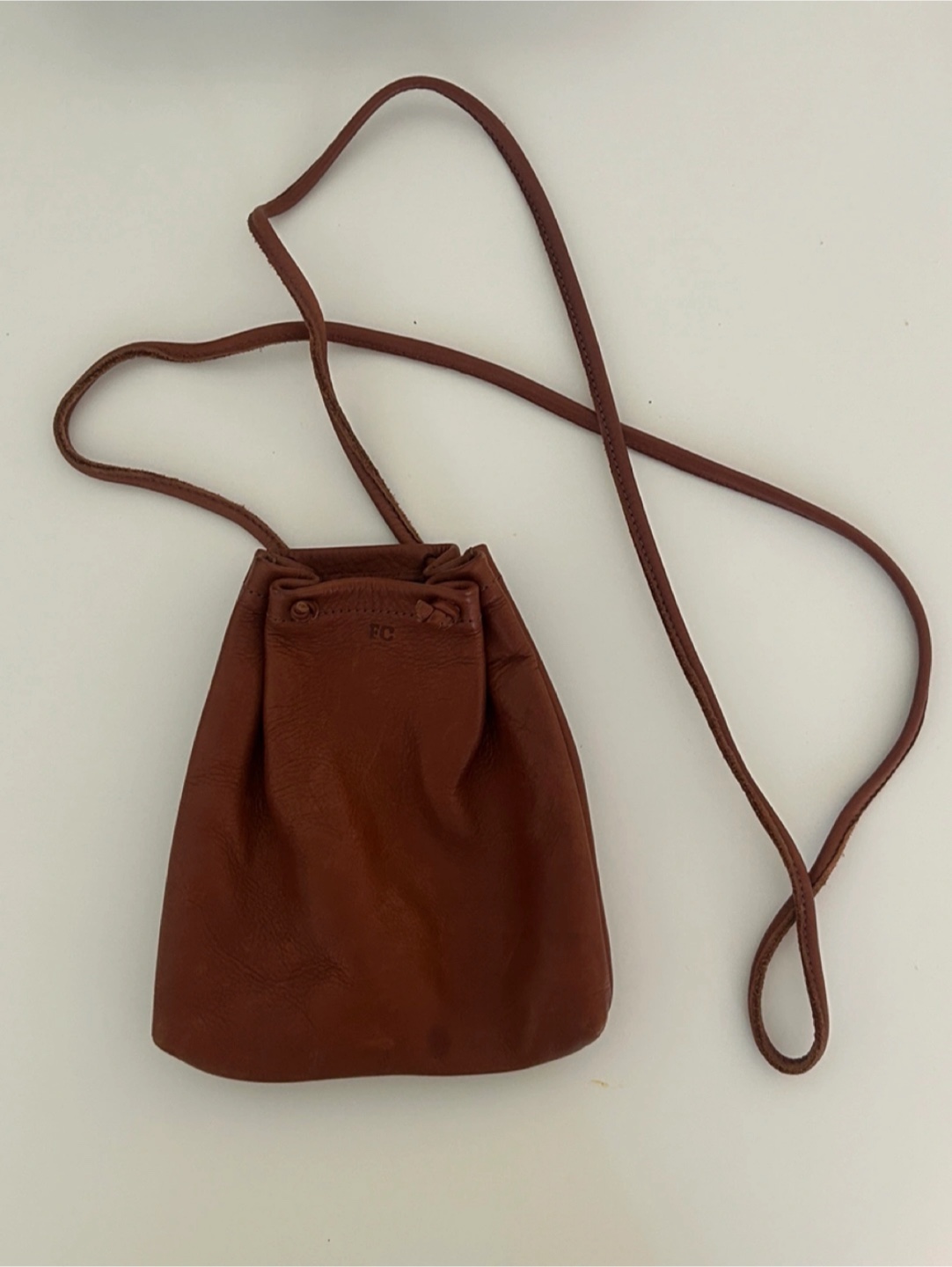 Fenec Genuine Leather Drawstring Crossbody Bag