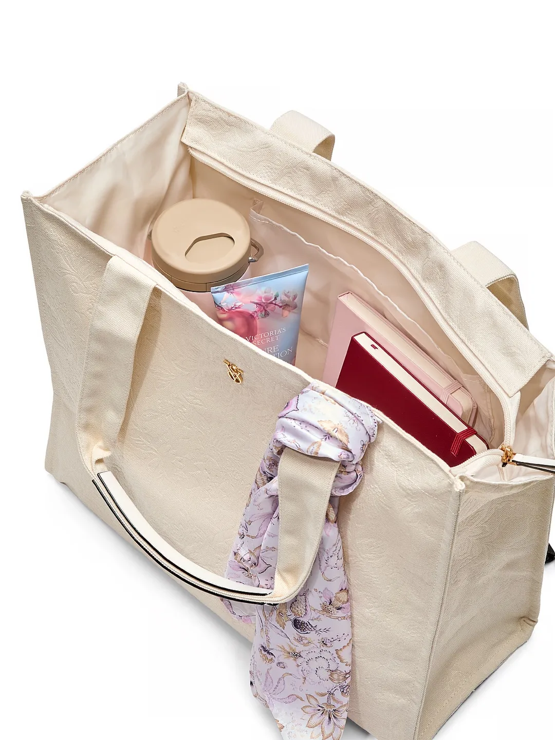 Cream-coloured tote bag with scarf thumbnail