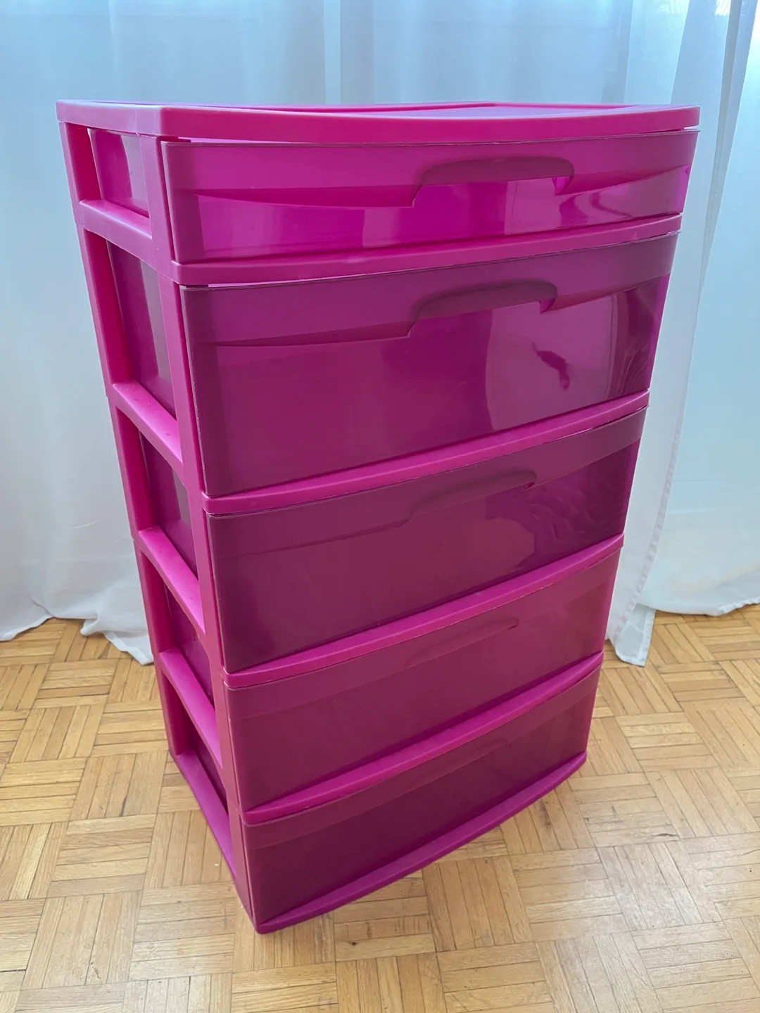 Pink 5-Drawer Plastic Storage Unit thumbnail