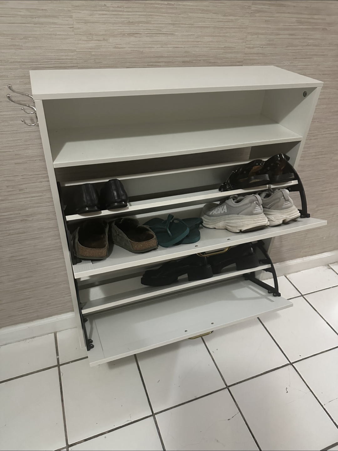 White Shoe Cabinet with Gold Legs - photo 2