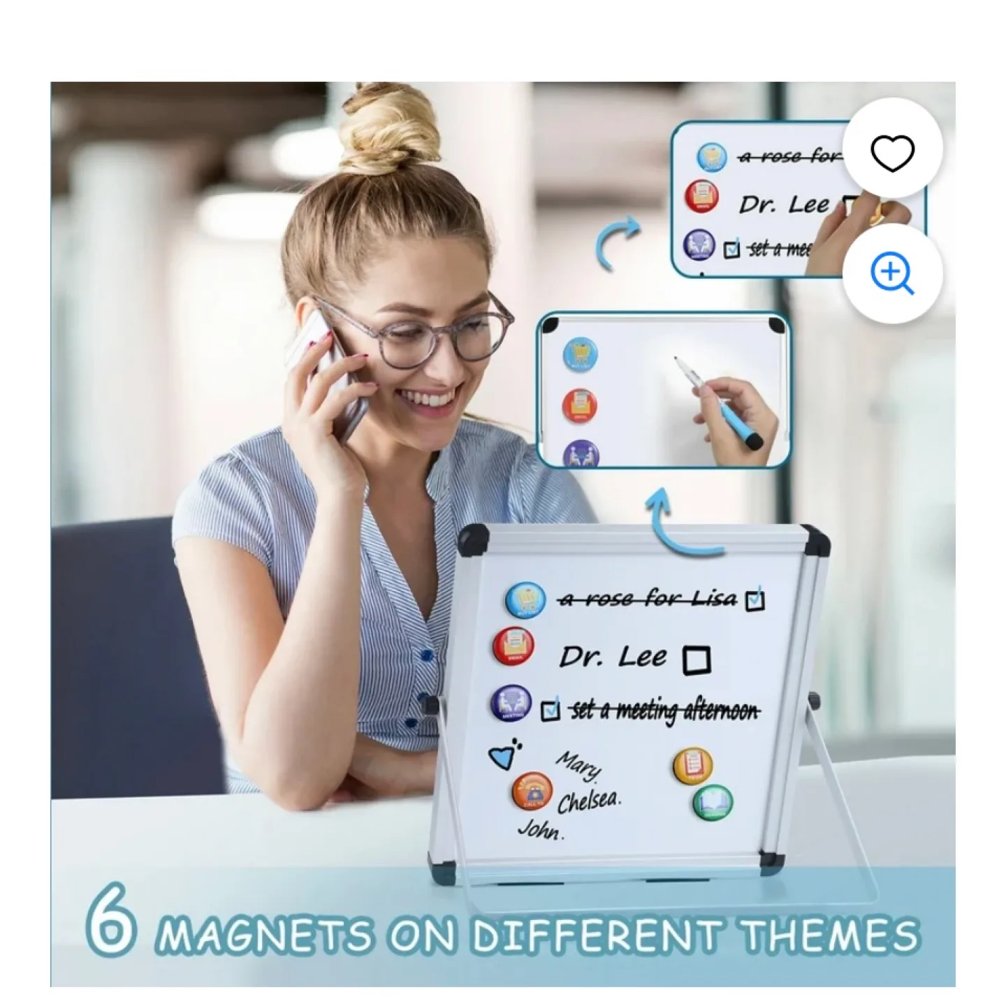 10 x 10 in Dry Erase Board Double Sided Desktop Standing image indicator(3)