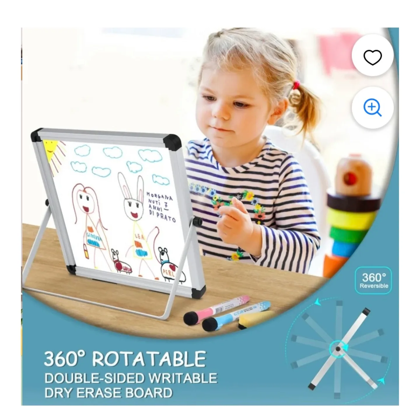 10 x 10 in Dry Erase Board Double Sided Desktop Standing image indicator(6)