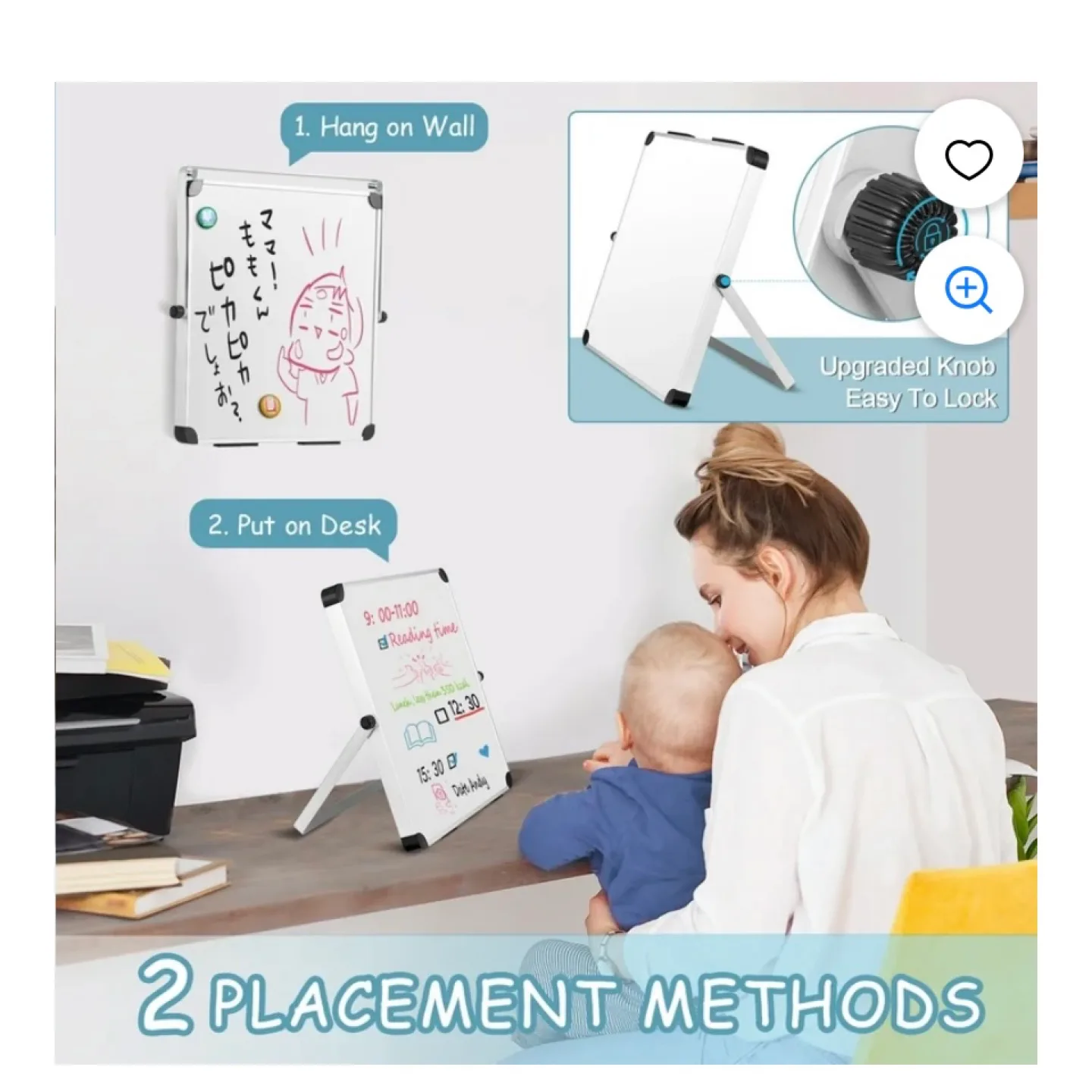 10 x 10 in Dry Erase Board Double Sided Desktop Standing image indicator(5)