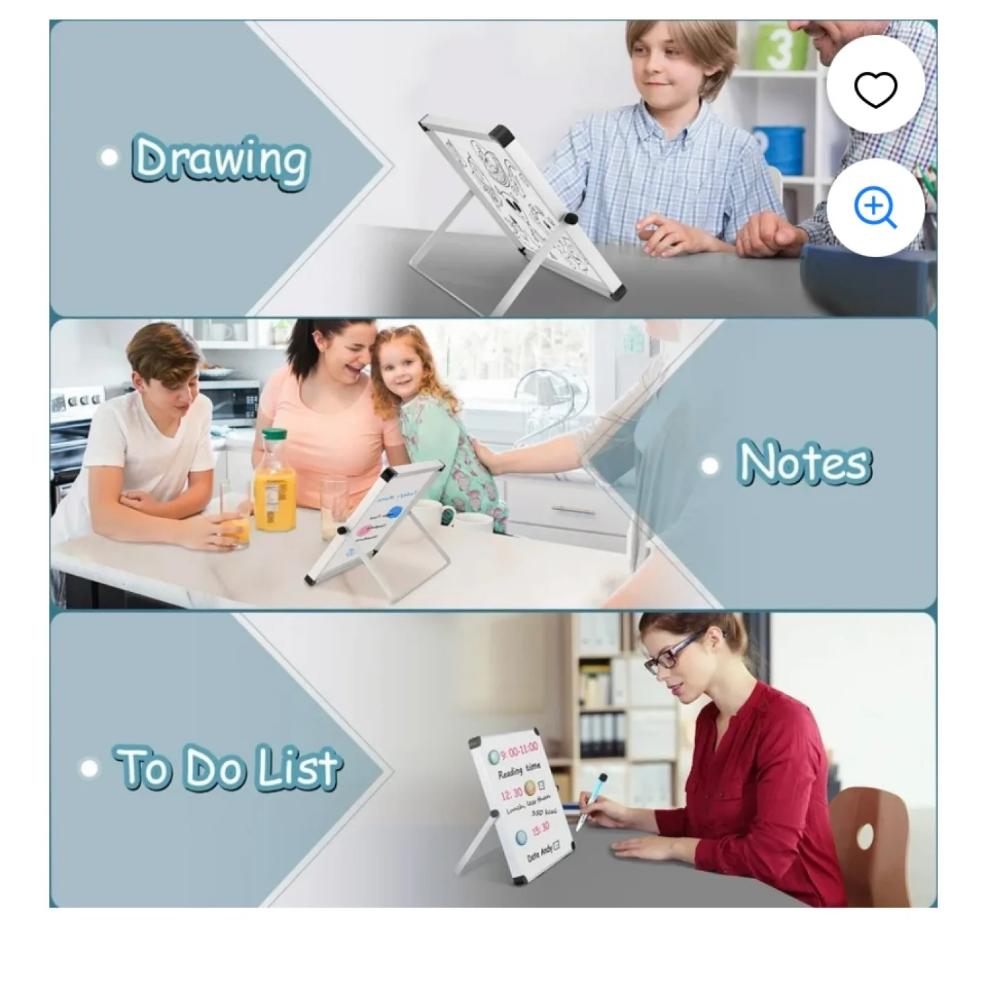 10 x 10 in Dry Erase Board Double Sided Desktop Standing image indicator(7)