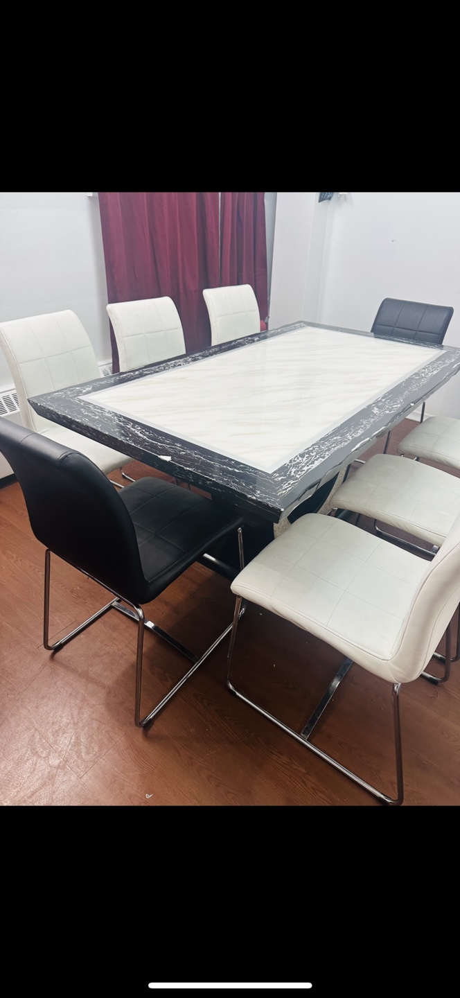 Marble  Dining Table Set - 8 Chairs
