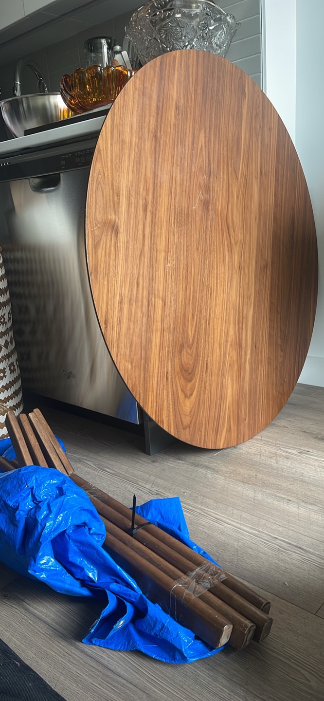 Sturdy Round Wooden Tabletop and Legs