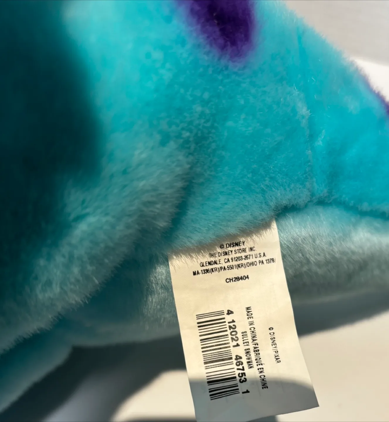 Disney Store Monsters Inc. 12" Sulley Plush Snowman Sweater Tag image indicator(3)