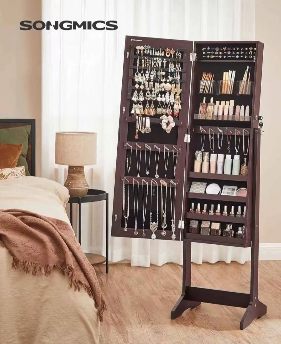New Jewelry Armoire Cabinet Full-Length Mirror Jewelry Box thumbnail