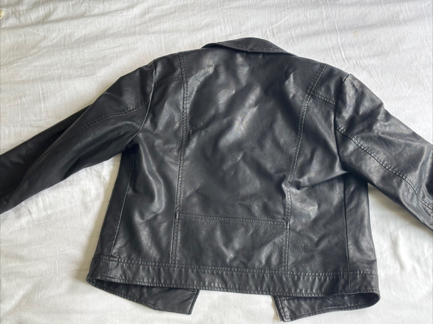 Jacqueline de Yong Black Leather Jacket - Size 40 - photo 3