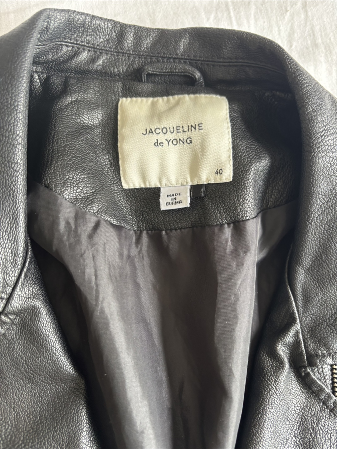 Jacqueline de Yong Black Leather Jacket - Size 40 - photo 2