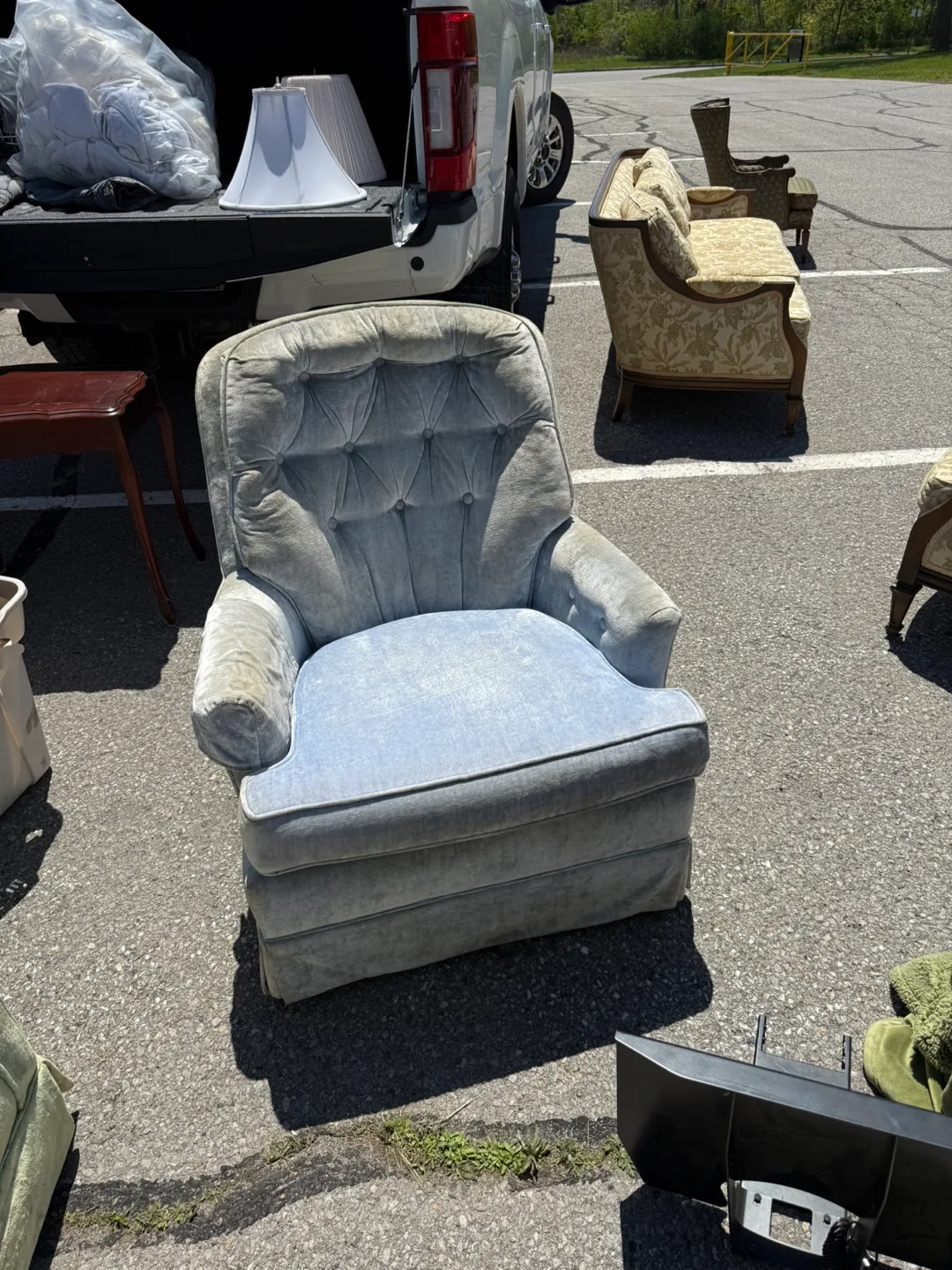 Vintage Velvet Armchair - Two Colours Available! thumbnail