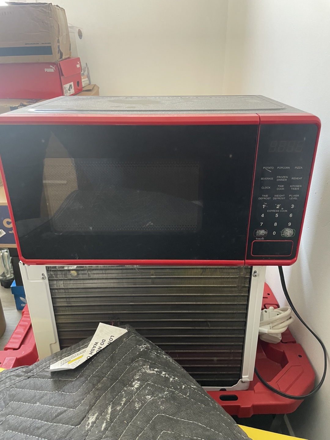 Red Compact Microwave
