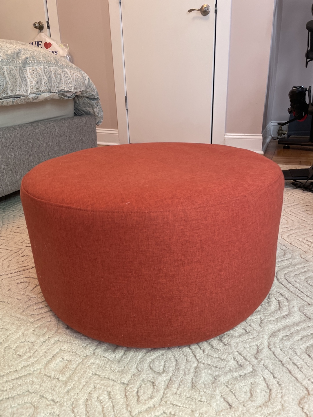 Round Burnt Orange Ottoman - photo 2