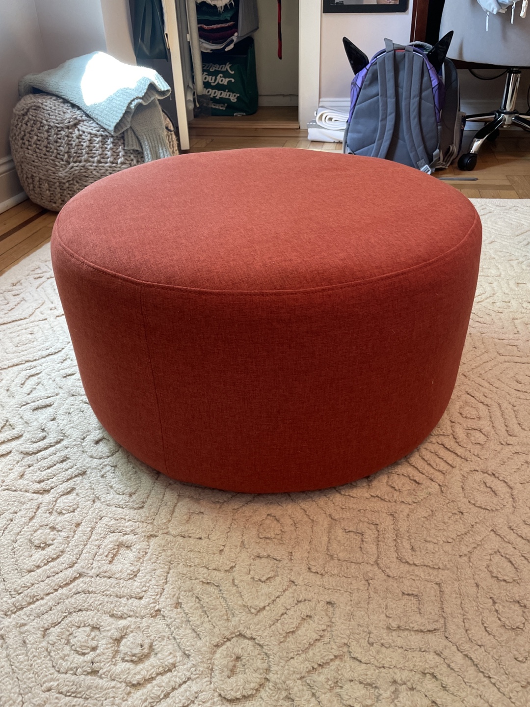 Round Burnt Orange Ottoman - photo 3