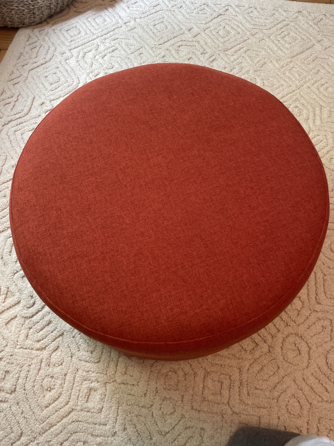 Round Burnt Orange Ottoman - photo 4