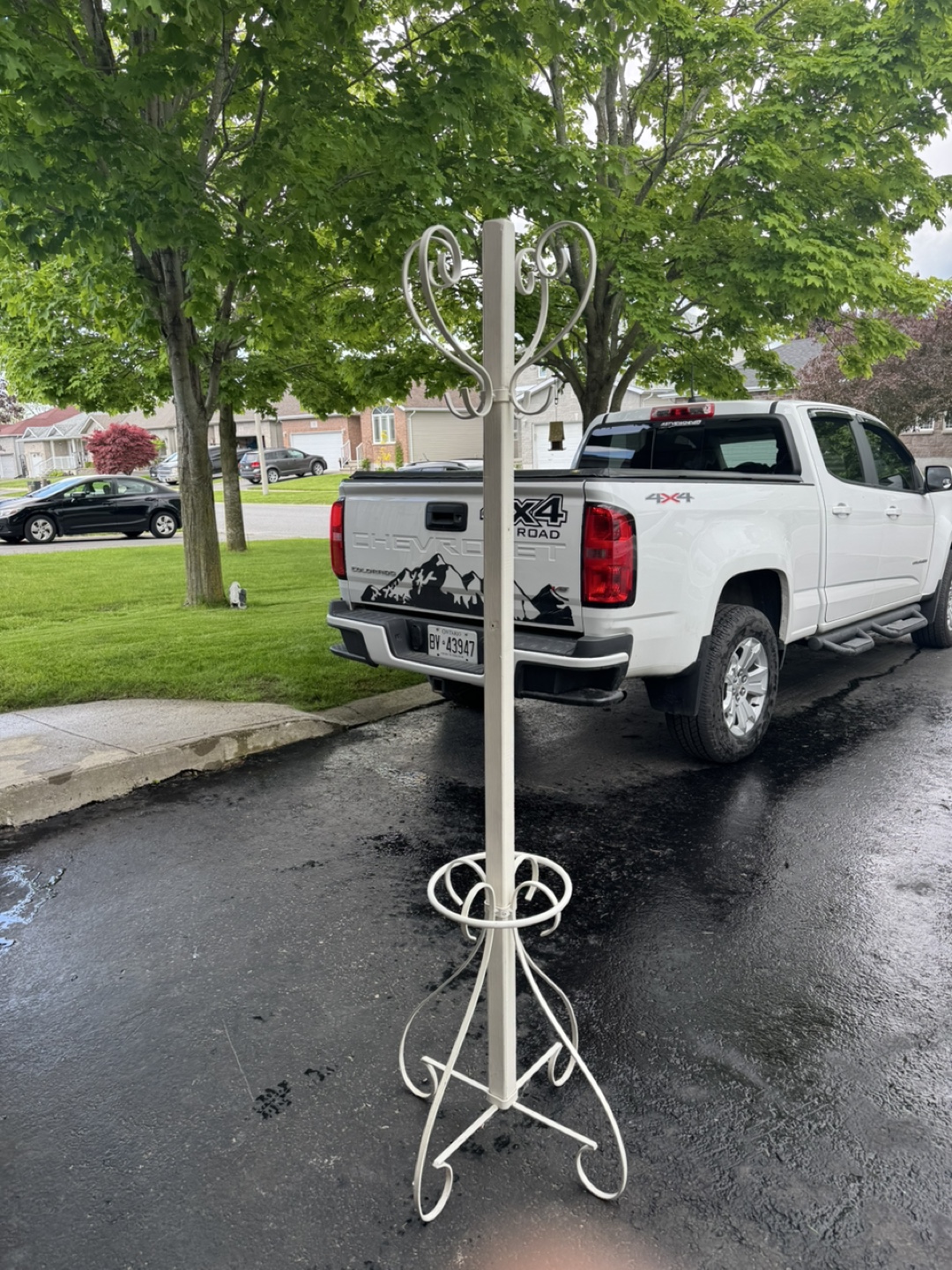Vintage White Metal Coat Rack