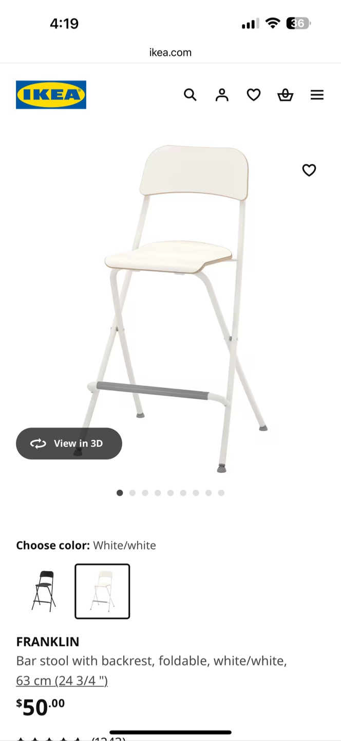 IKEA FRANKLIN White Bar Stool - photo 2