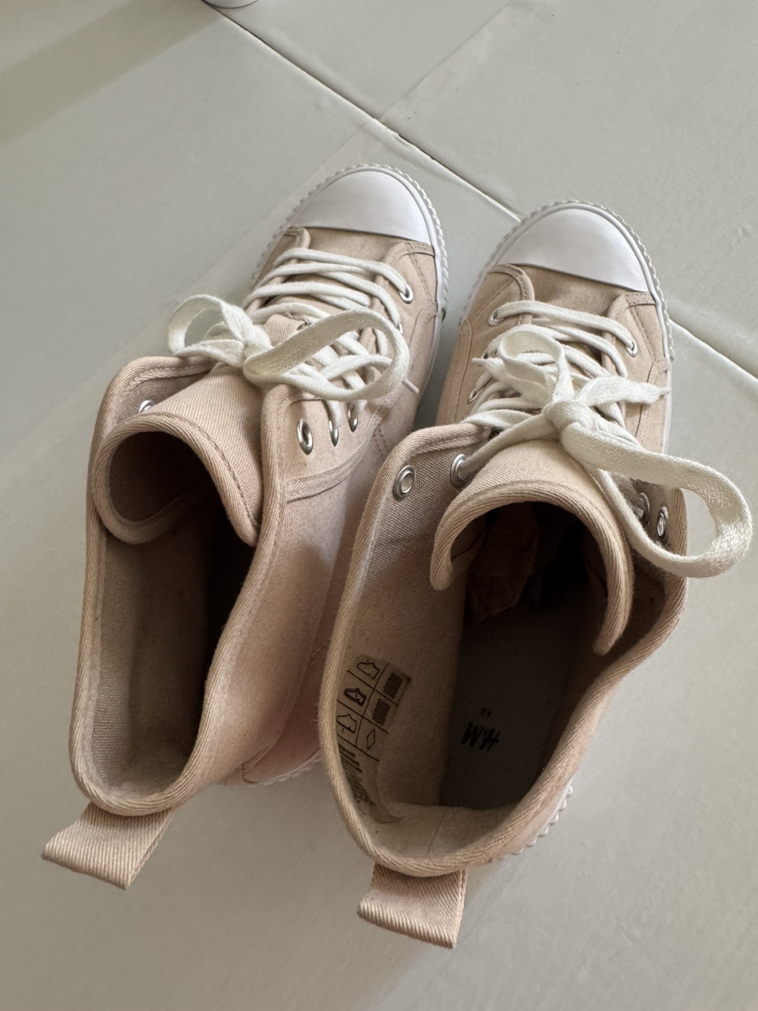 Beige High-Top Canvas Sneakers - photo 5