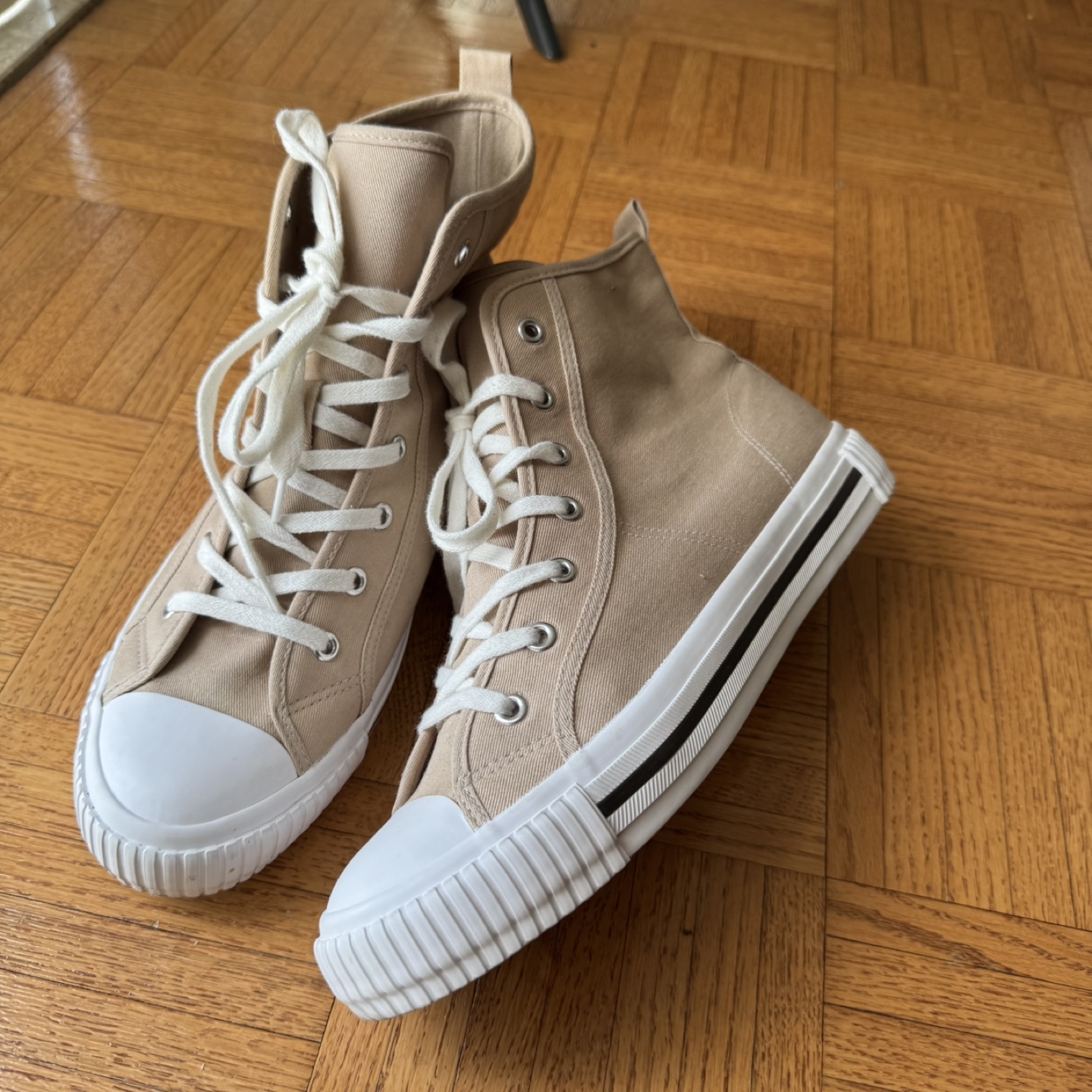 Beige High-Top Canvas Sneakers - photo 2