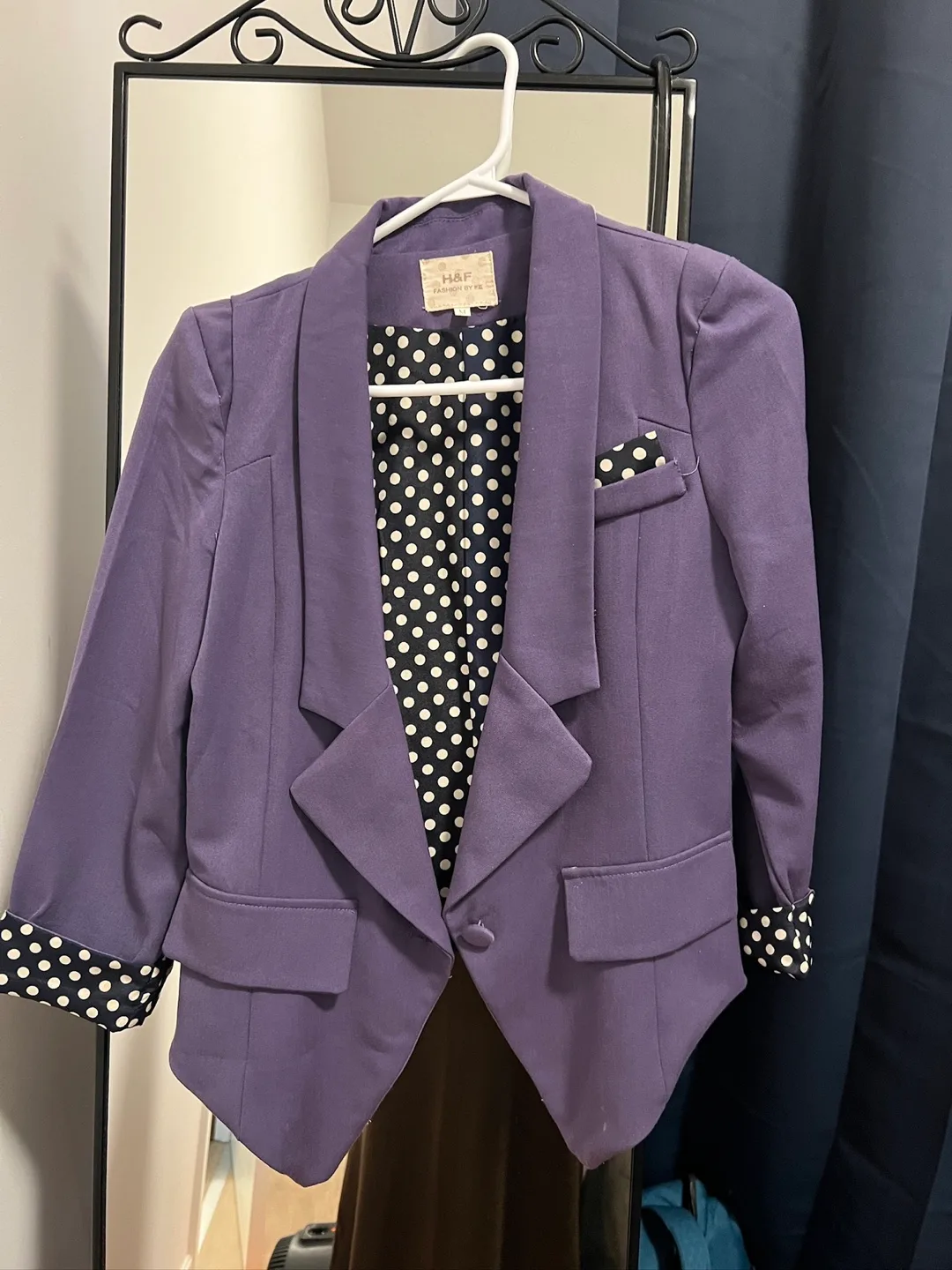 Purple Blazer with Polka Dot Accents thumbnail