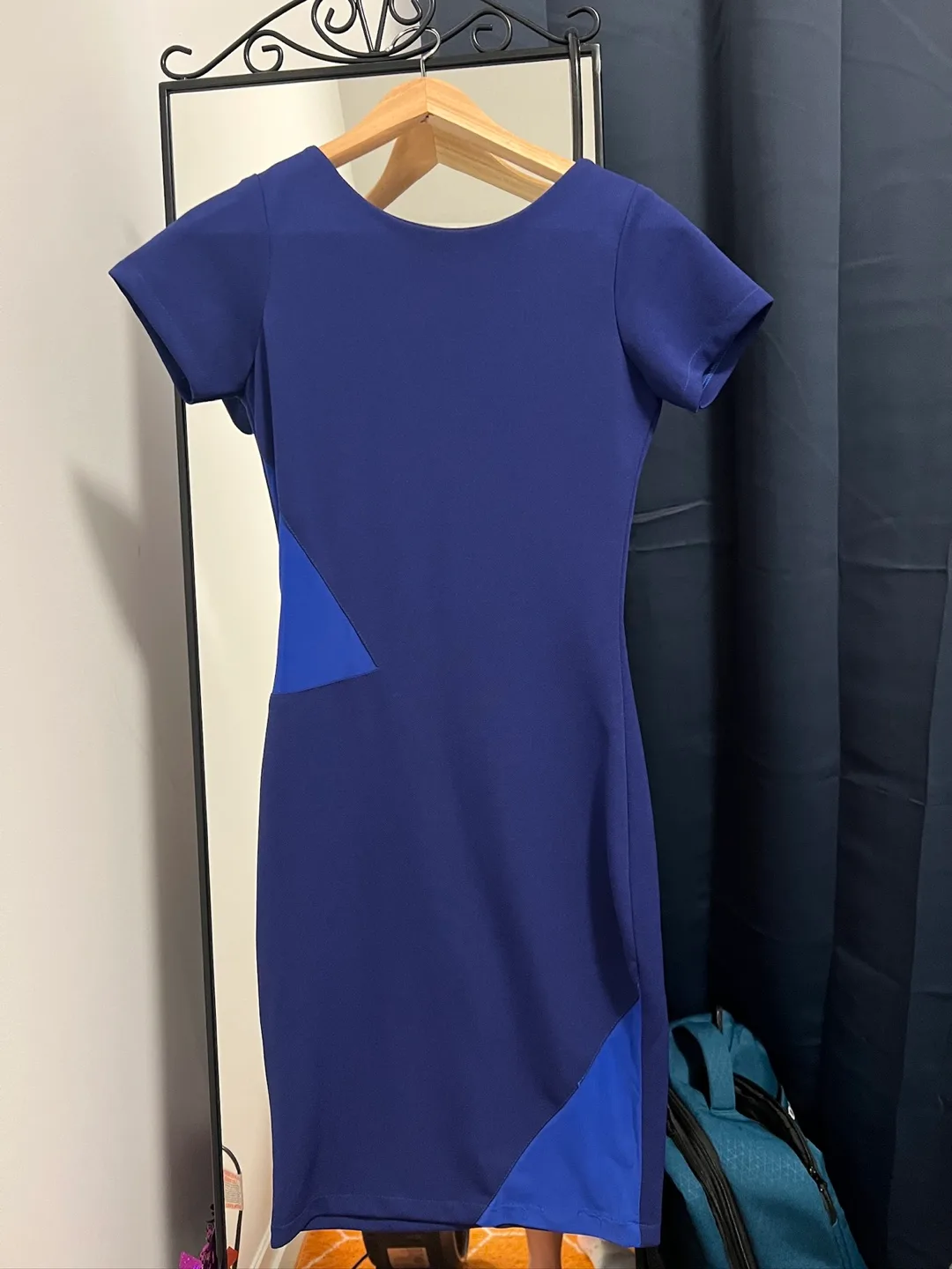 Navy Blue Colour Block Bodycon Dress thumbnail