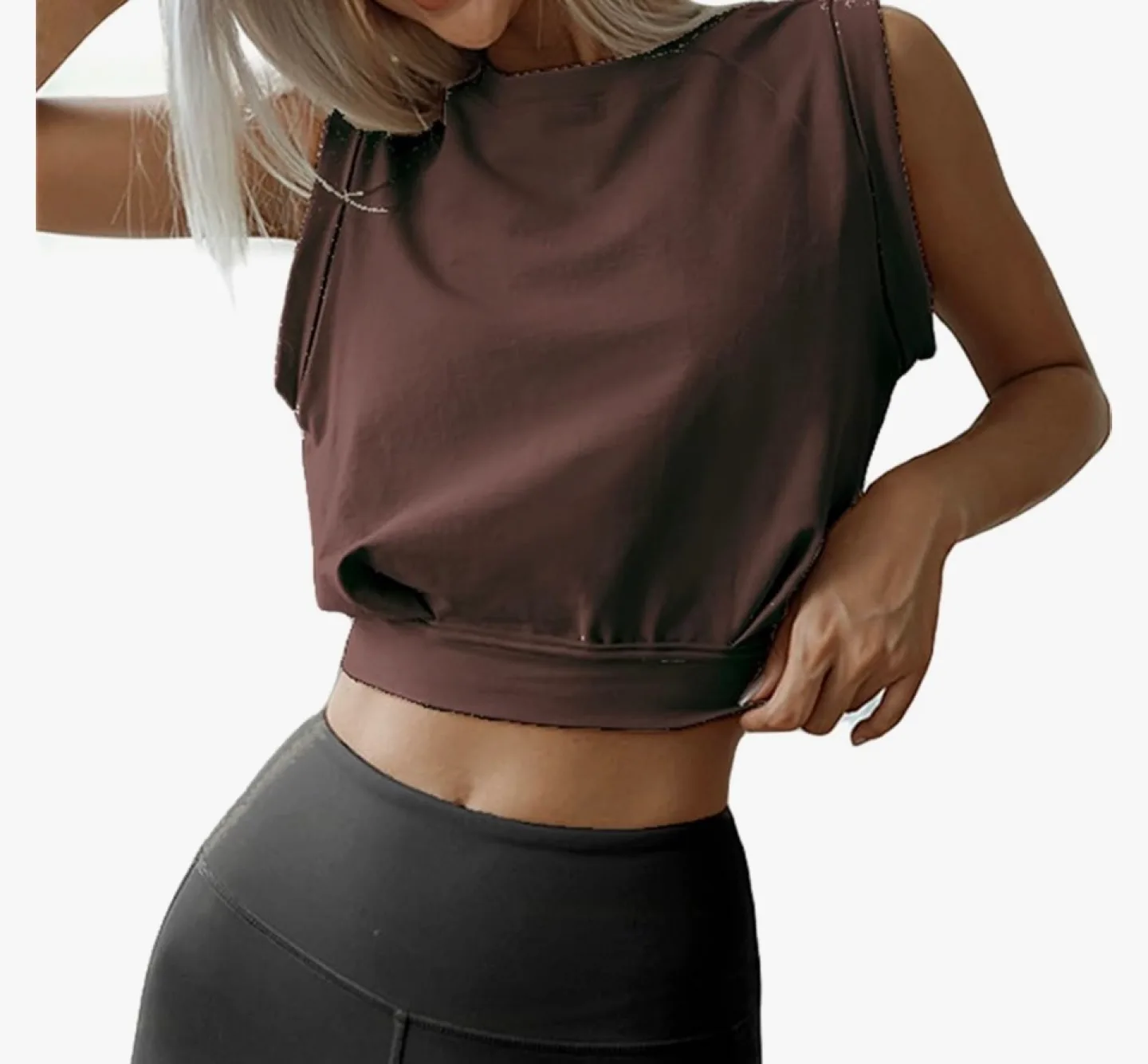 Arrive Guide Brown Sleeveless Crop Top - Size XS thumbnail