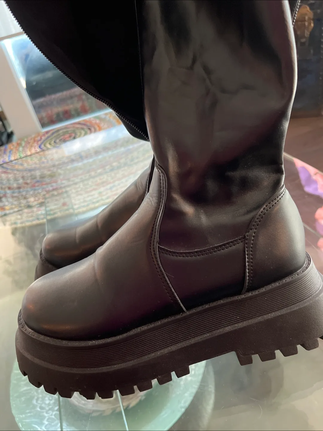 Black Knee-High Platform Boots - size 6 US image indicator(3)