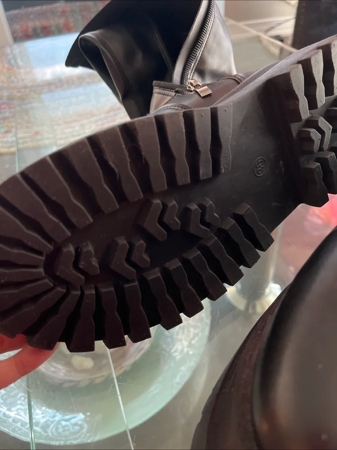 Black Knee-High Platform Boots - size 6 US image indicator(4)