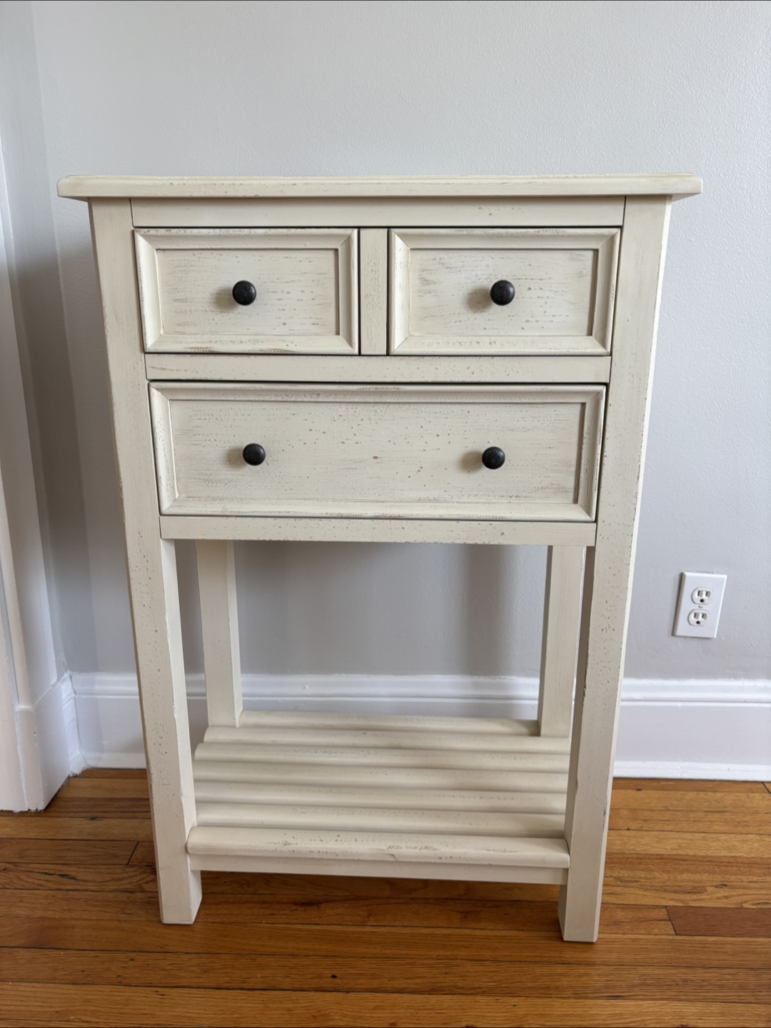 Pottery Barn White Wooden 2-Drawer Console Table with Shelf