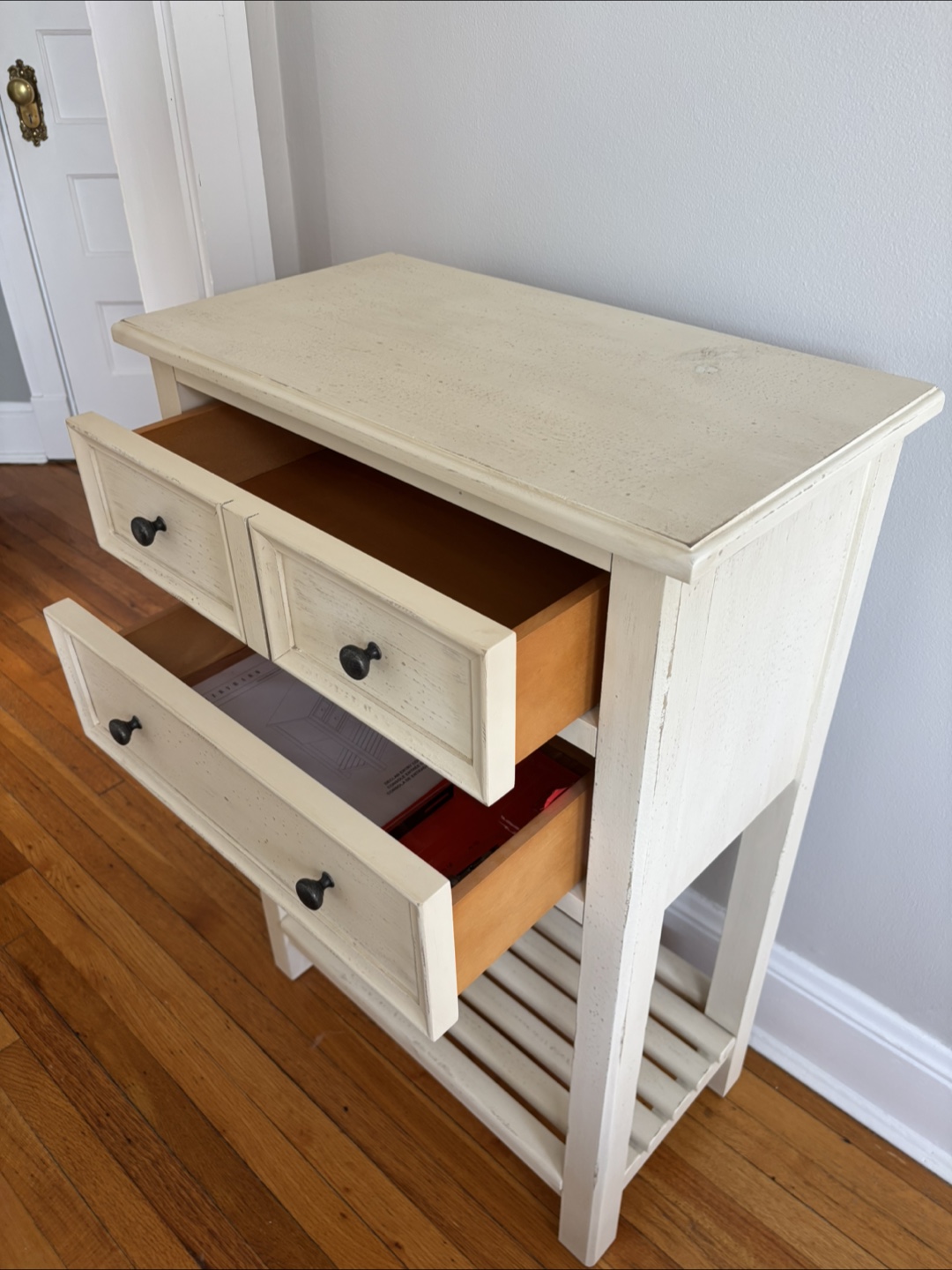 Pottery Barn White Wooden 2-Drawer Console Table with Shelf - photo 3