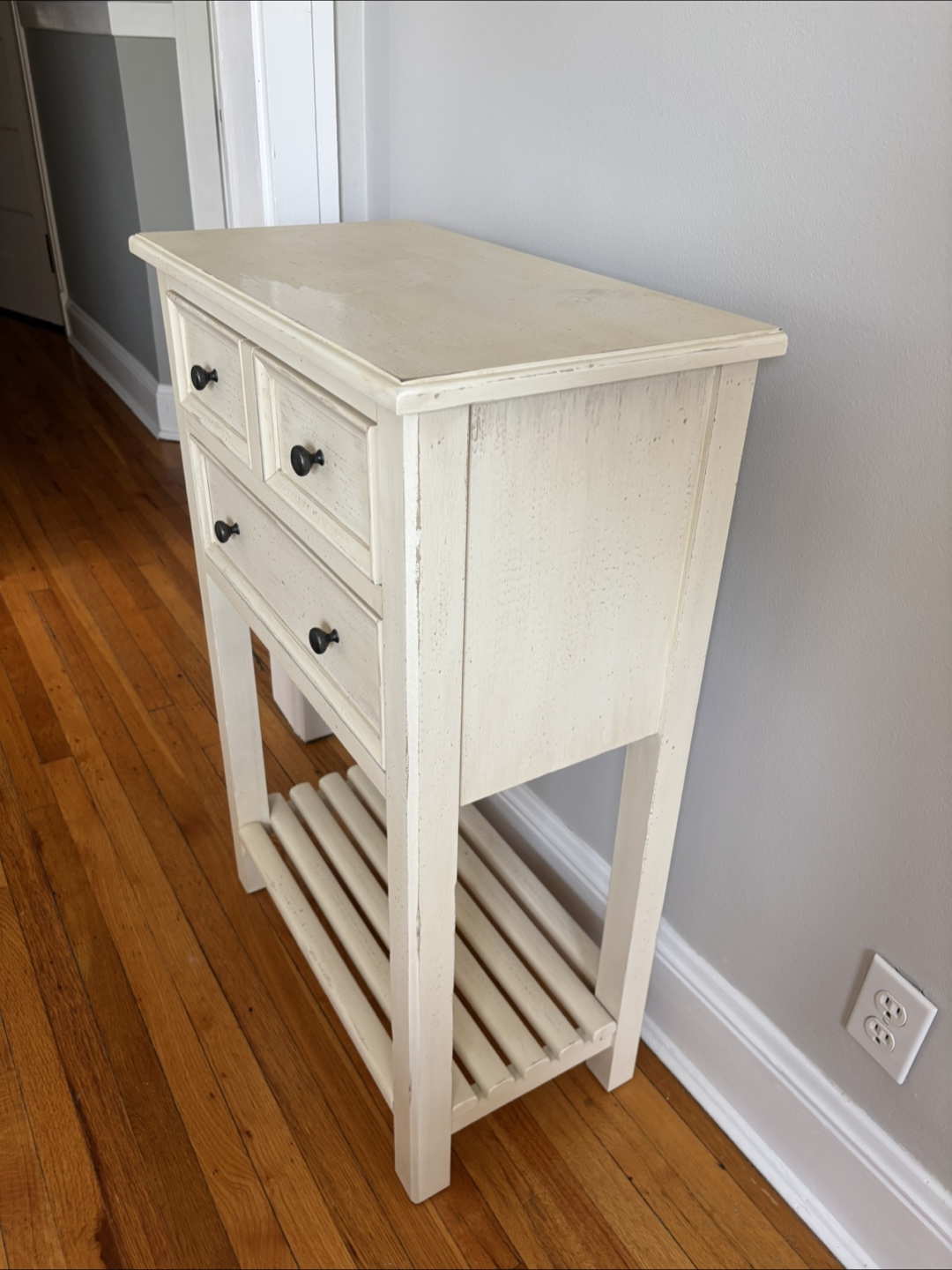 Pottery Barn White Wooden 2-Drawer Console Table with Shelf - photo 2