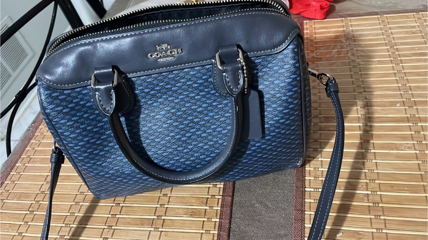 Coach Mini Satchel Blue Pebbled Leather