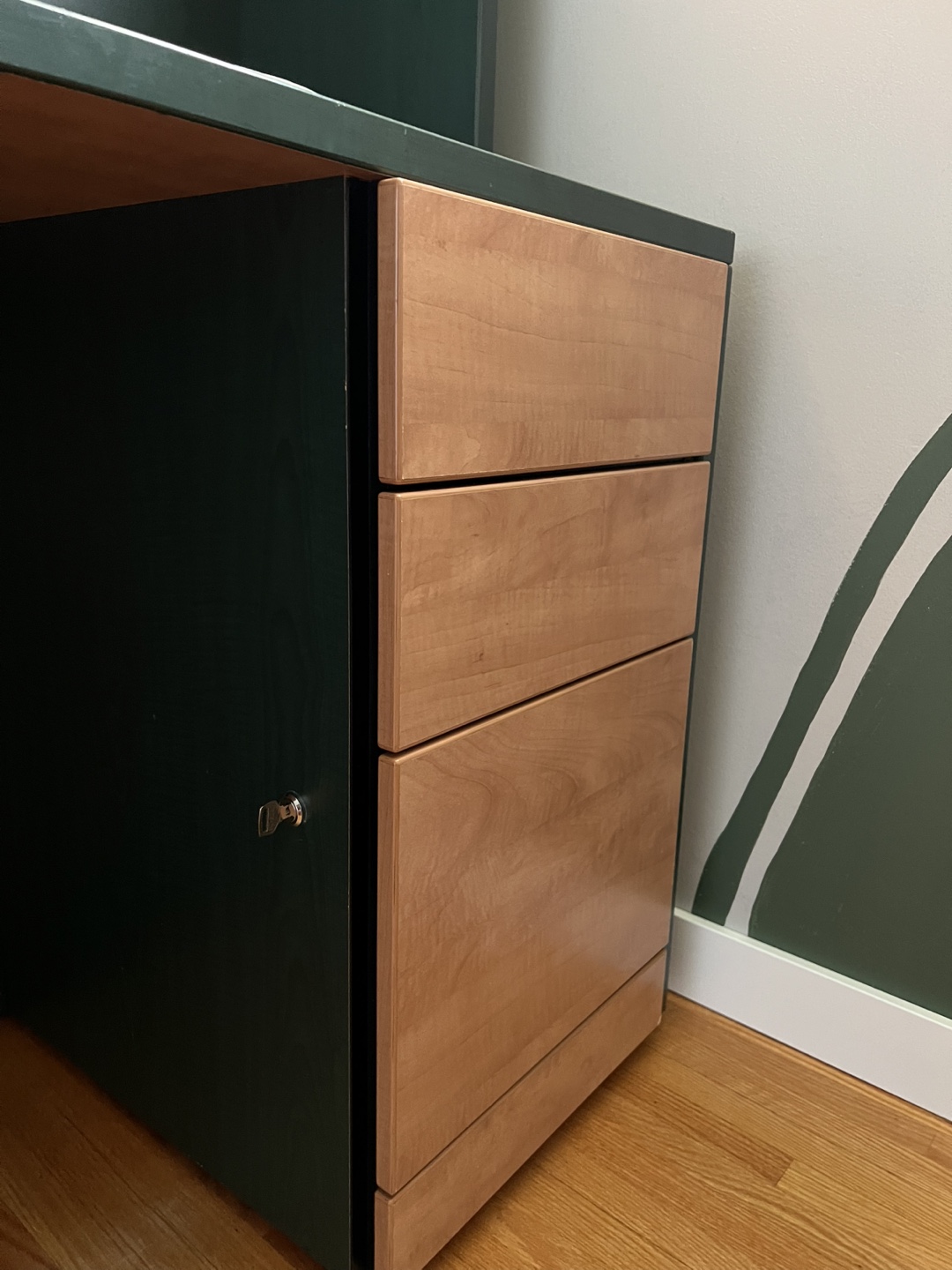 Dark Green Desk with Hutch and Filing Cabinet - photo 4