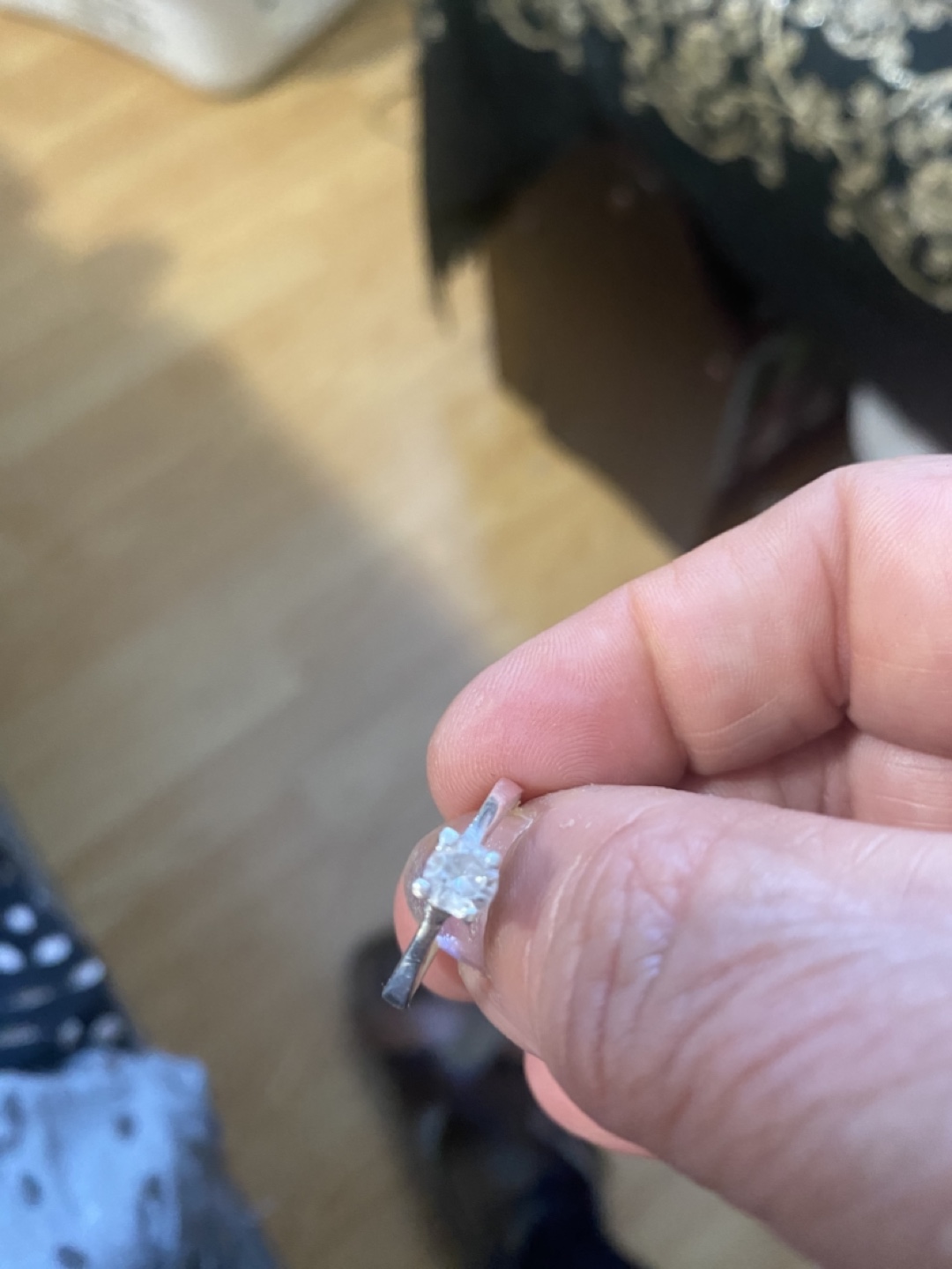 Silver solitaire ring 925 - photo 2