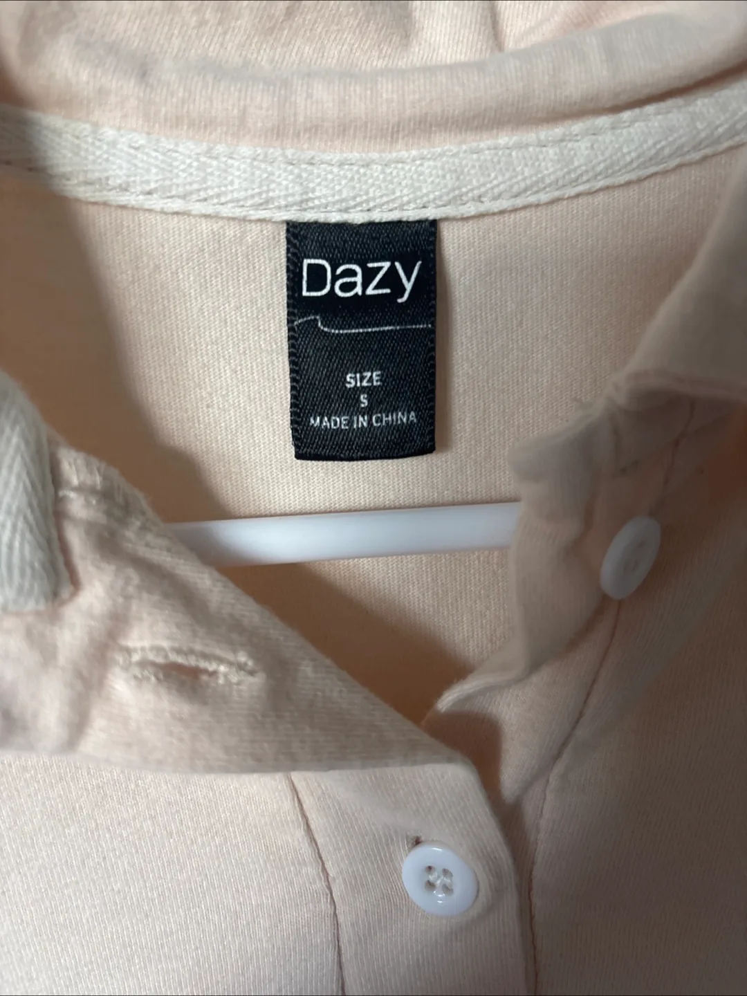 ALL TOPS $5!!! Beige Cropped Polo Shirt, Size Small image indicator(3)