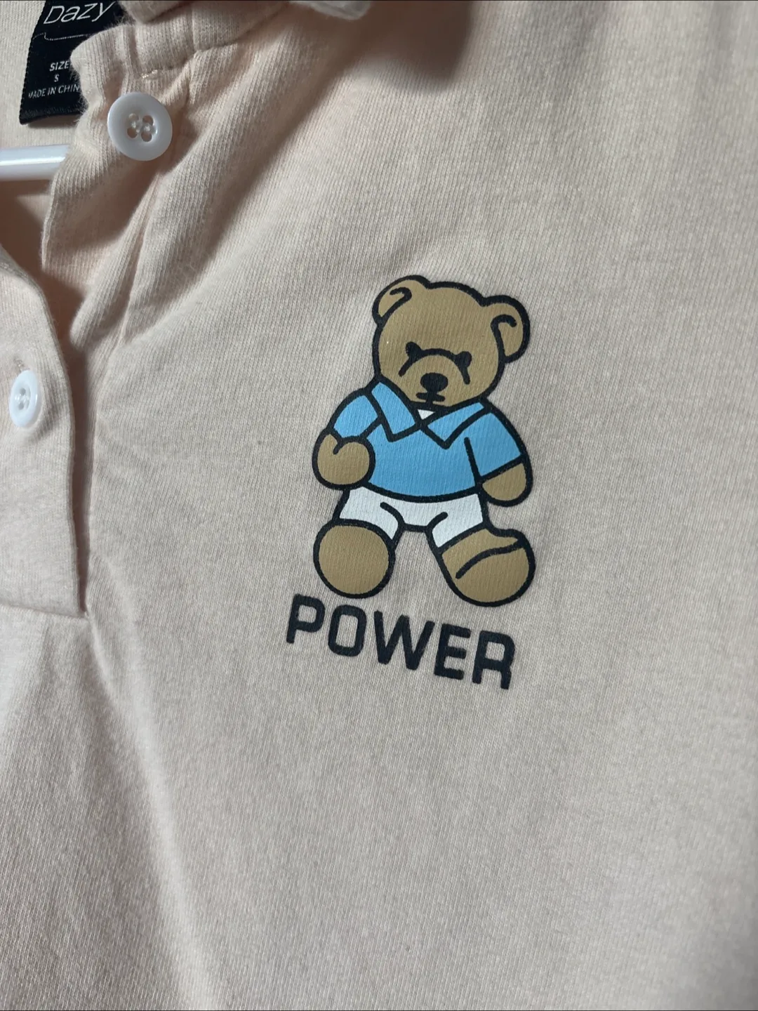 ALL TOPS $5!!! Beige Cropped Polo Shirt, Size Small image indicator(2)