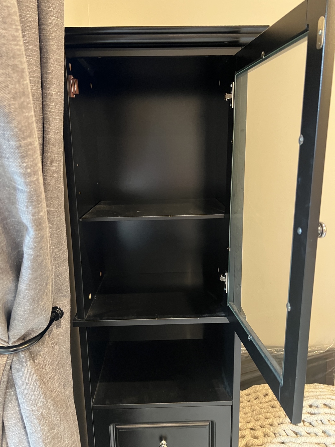 Black Wooden Storage Cabinet with Glass Door - photo 2