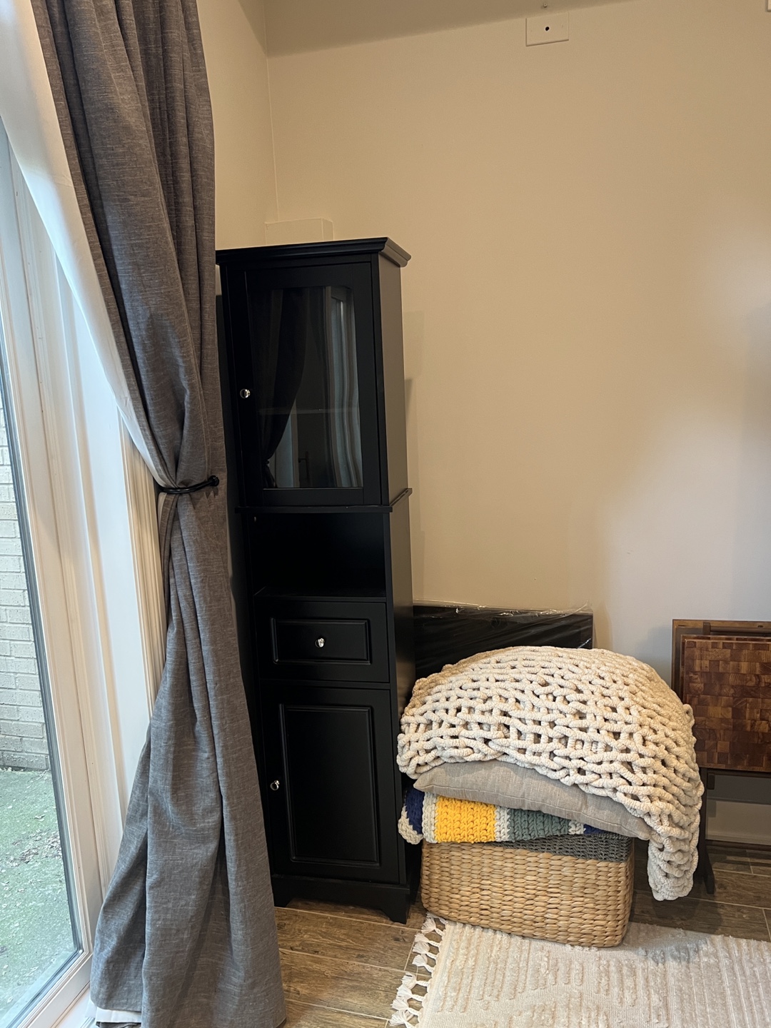 Black Wooden Storage Cabinet with Glass Door - photo 5