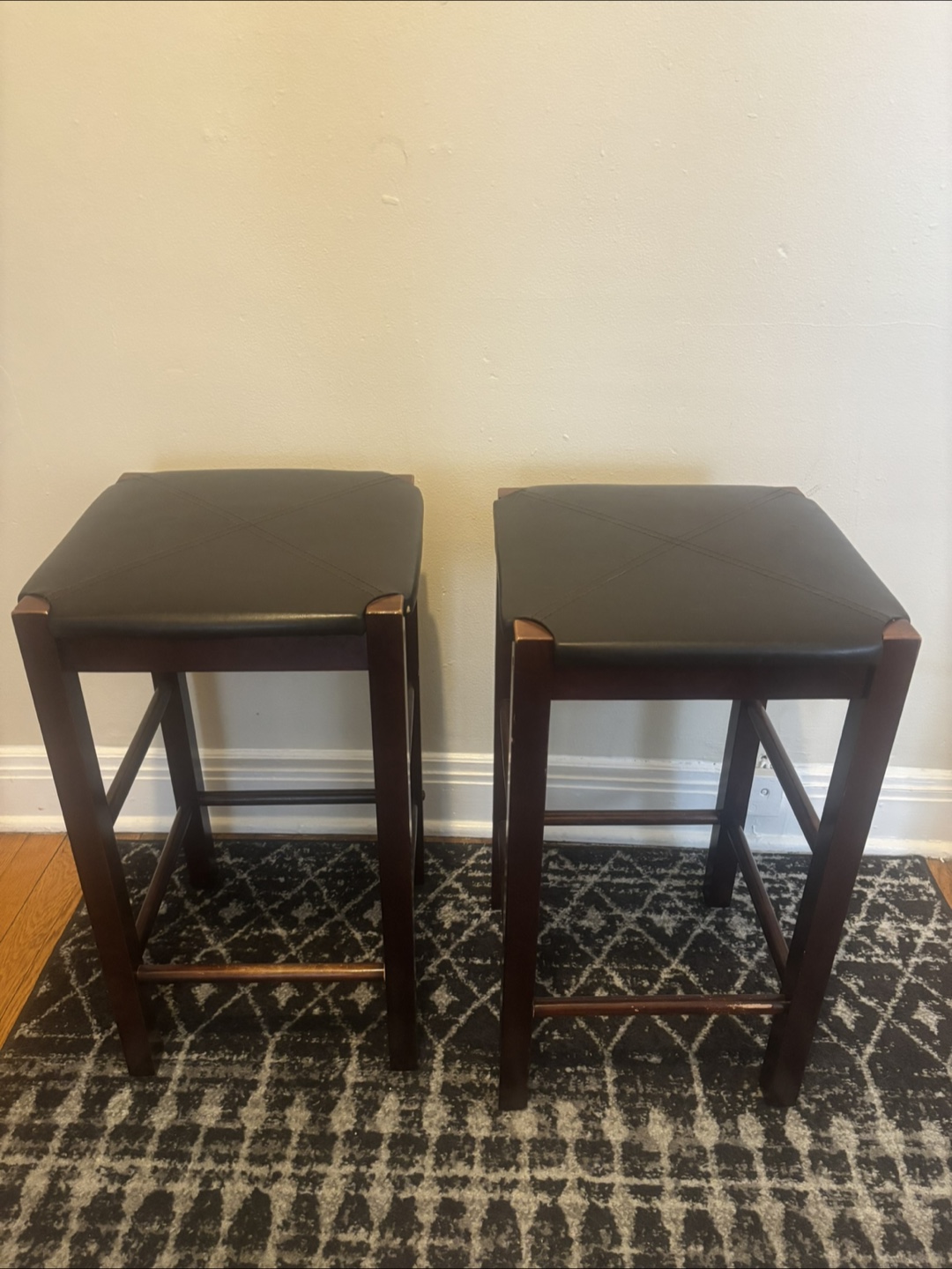 Pair of Dark Brown Leatherette Counter Stools